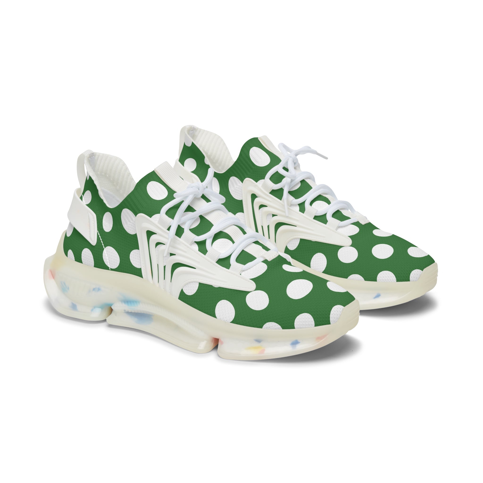Green Polka Dot Mesh Sneakers, Artsulli - Art is Long, Life is Short, Shoes, Color, White sole, Size, US 5.5, , , 67142205360620570755