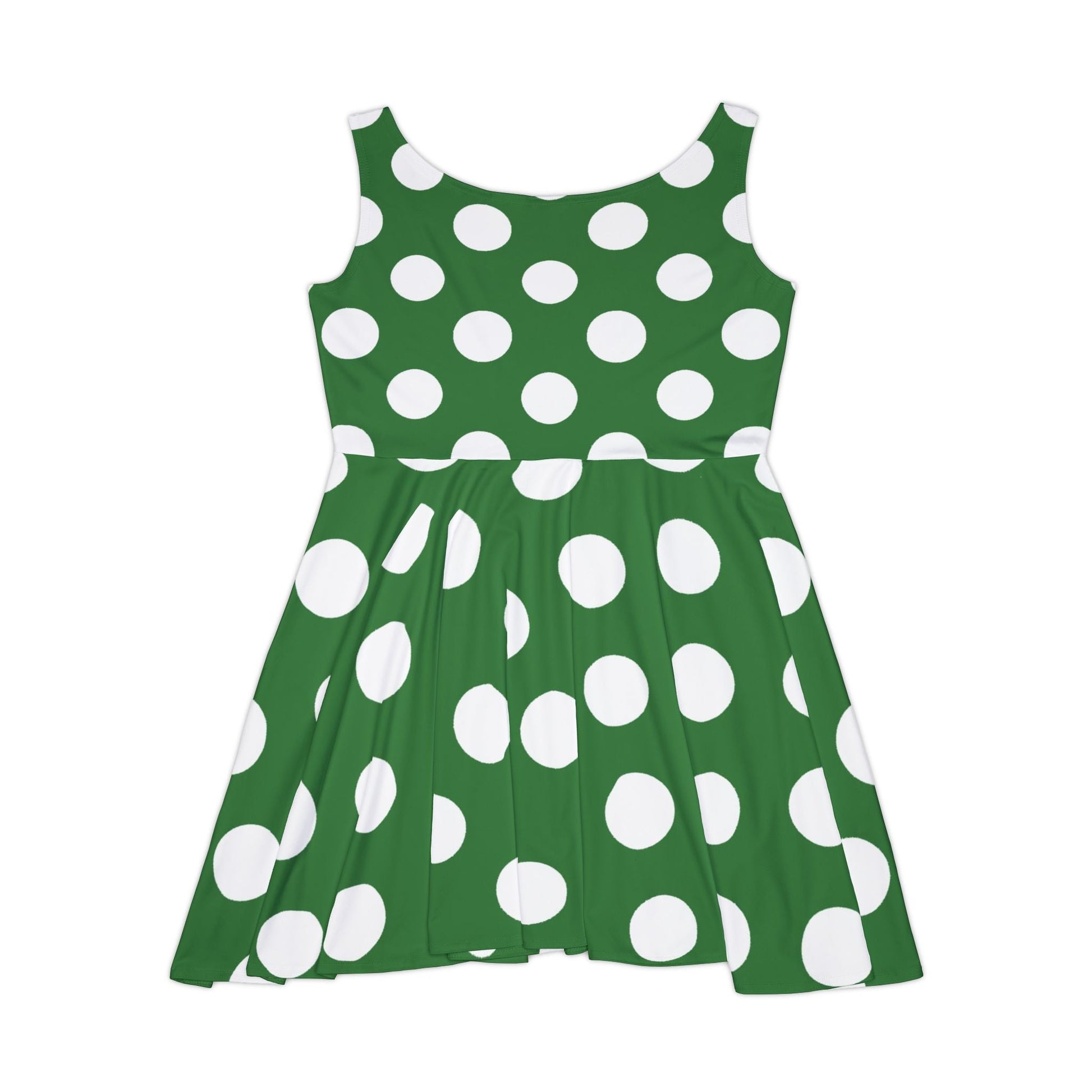 Green Polka Dot Skater Dress, Artsulli - Art is Long, Life is Short, All Over Prints, , , , , , , 