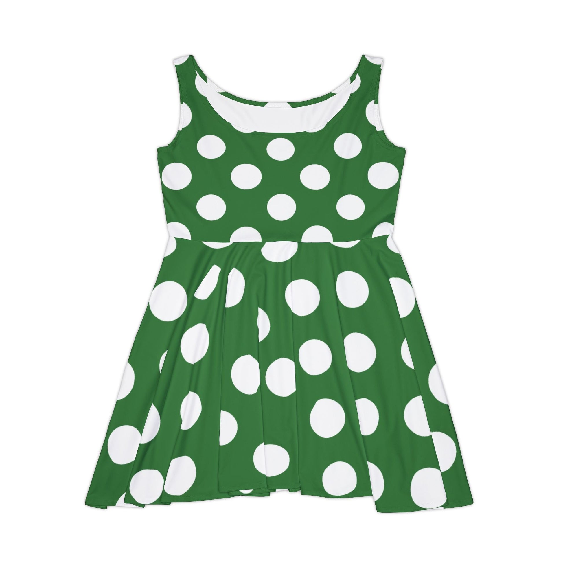 Green Polka Dot Skater Dress, Artsulli - Art is Long, Life is Short, All Over Prints, Size, XS, , , , , 26591463218040114242