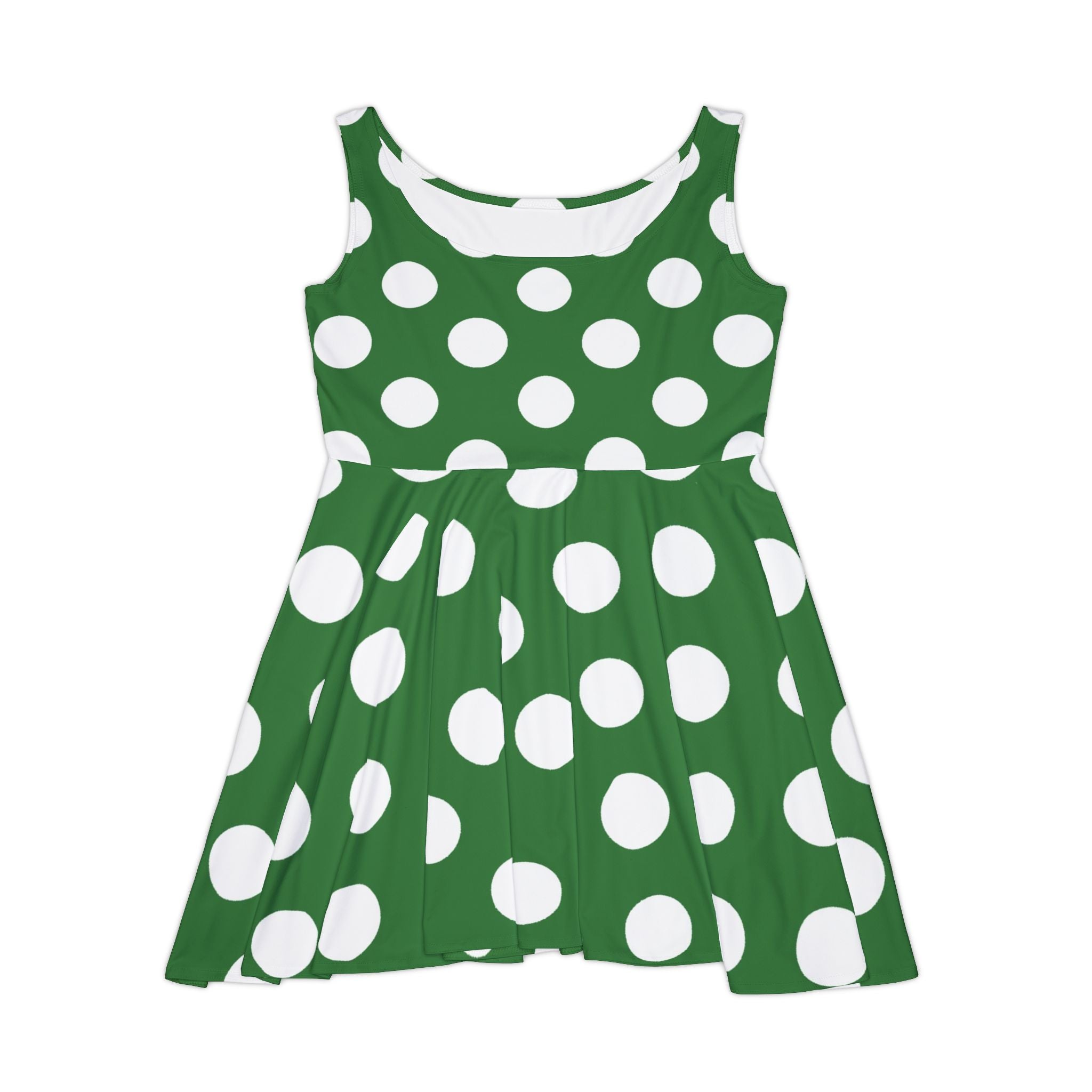 Green Polka Dot Skater Dress, Artsulli - Art is Long, Life is Short, All Over Prints, Size, XS, , , , , 26591463218040114242