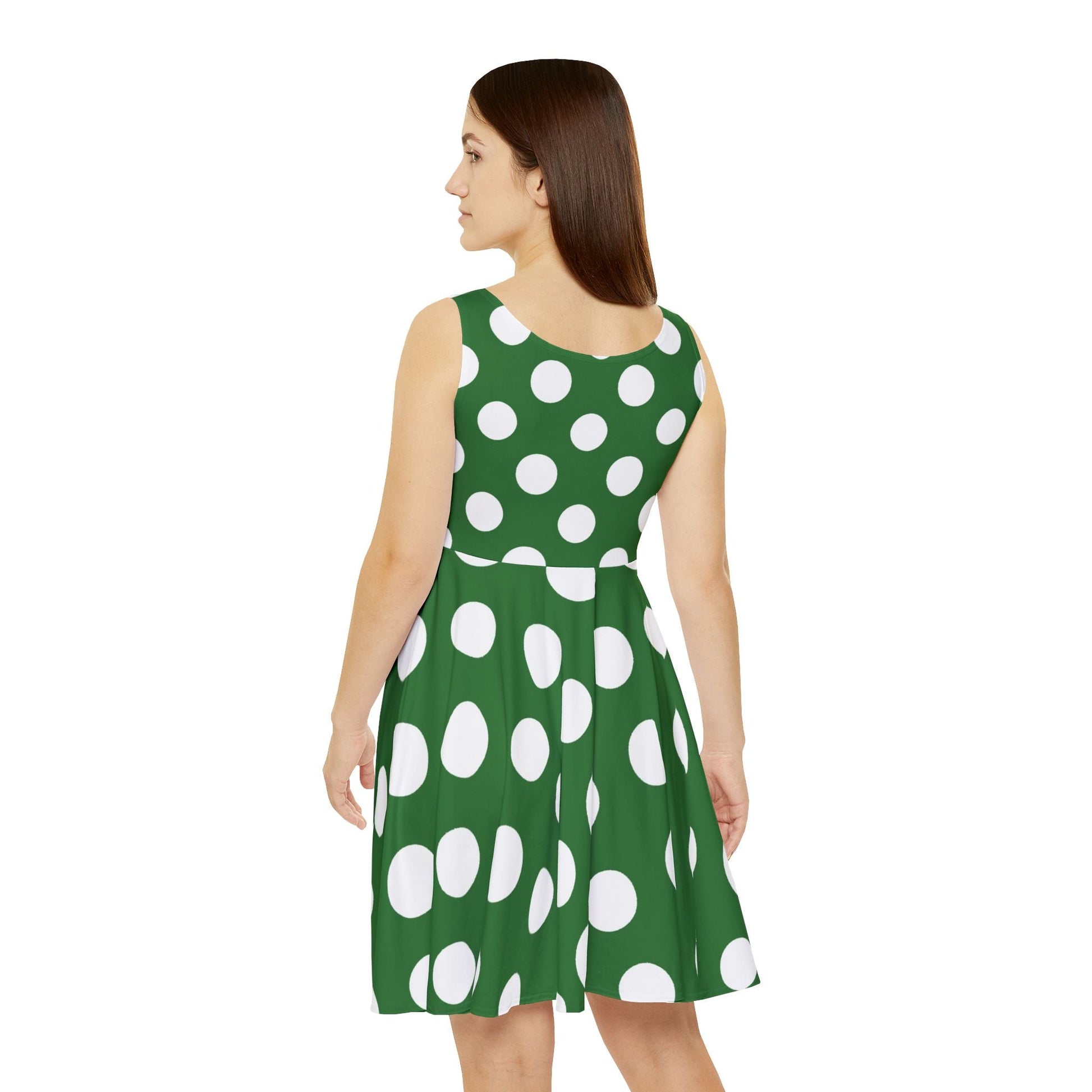 Green Polka Dot Skater Dress, Artsulli - Art is Long, Life is Short, All Over Prints, , , , , , , 