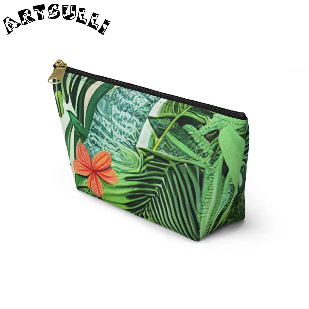 JAKKOUTTHEBXX Green Tropical Artistic Work Makeup Bag with Zipper Closure 2025