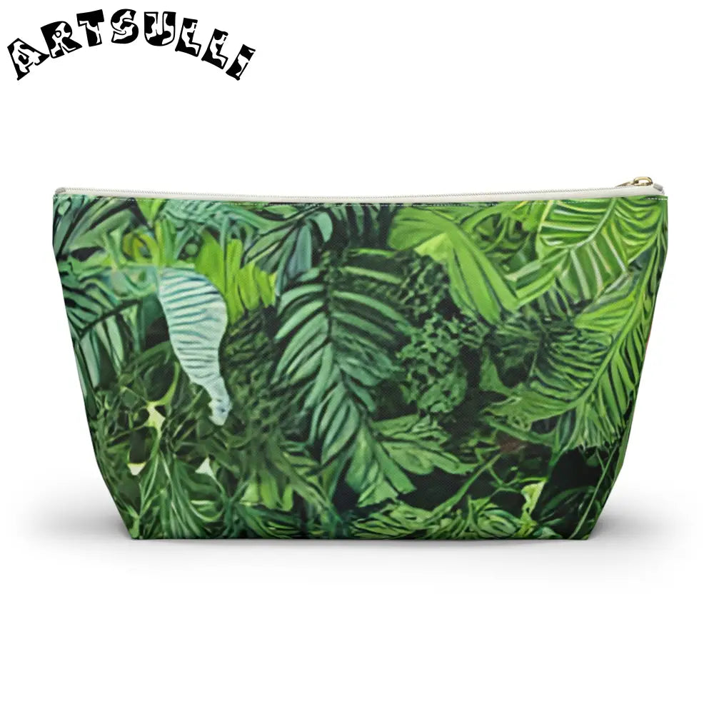 JAKKOUTTHEBXX Green Tropical Artistic Work Makeup Bag with Zipper Closure 2025