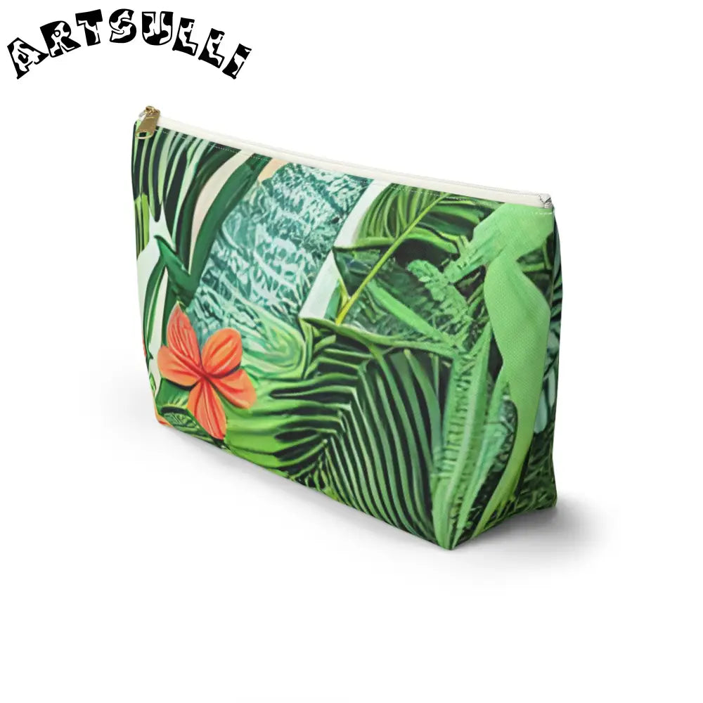 JAKKOUTTHEBXX Green Tropical Artistic Work Makeup Bag with Zipper Closure 2025