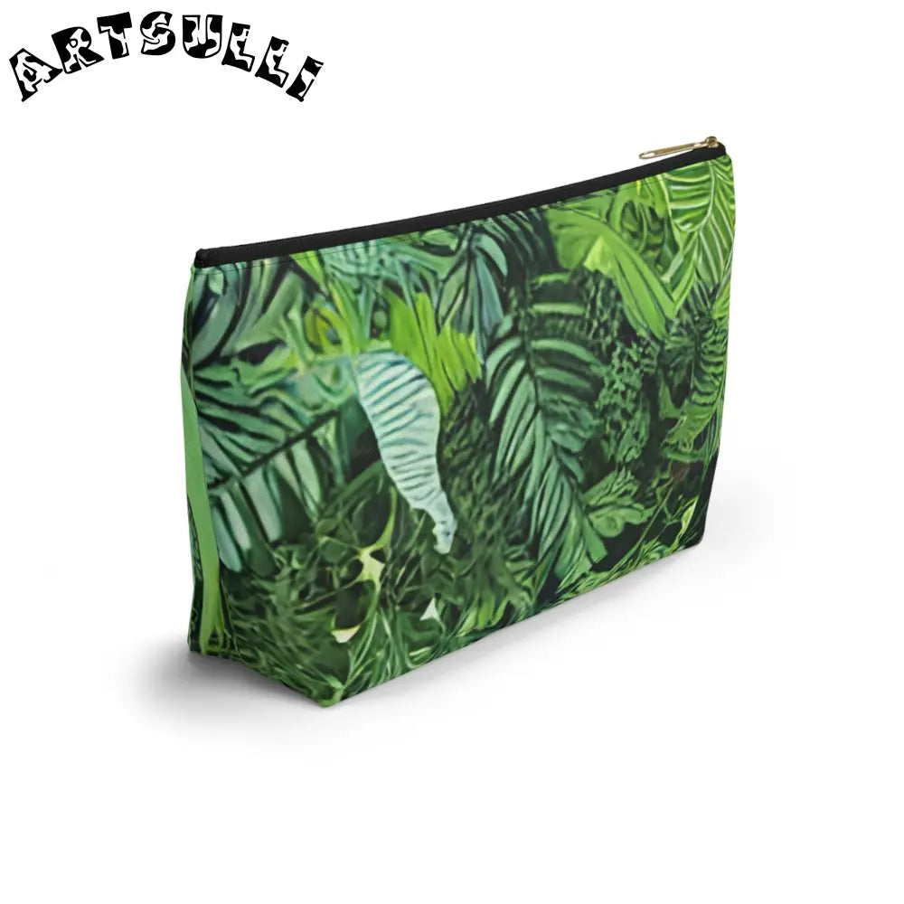 JAKKOUTTHEBXX Green Tropical Artistic Work Makeup Bag with Zipper Closure 2025