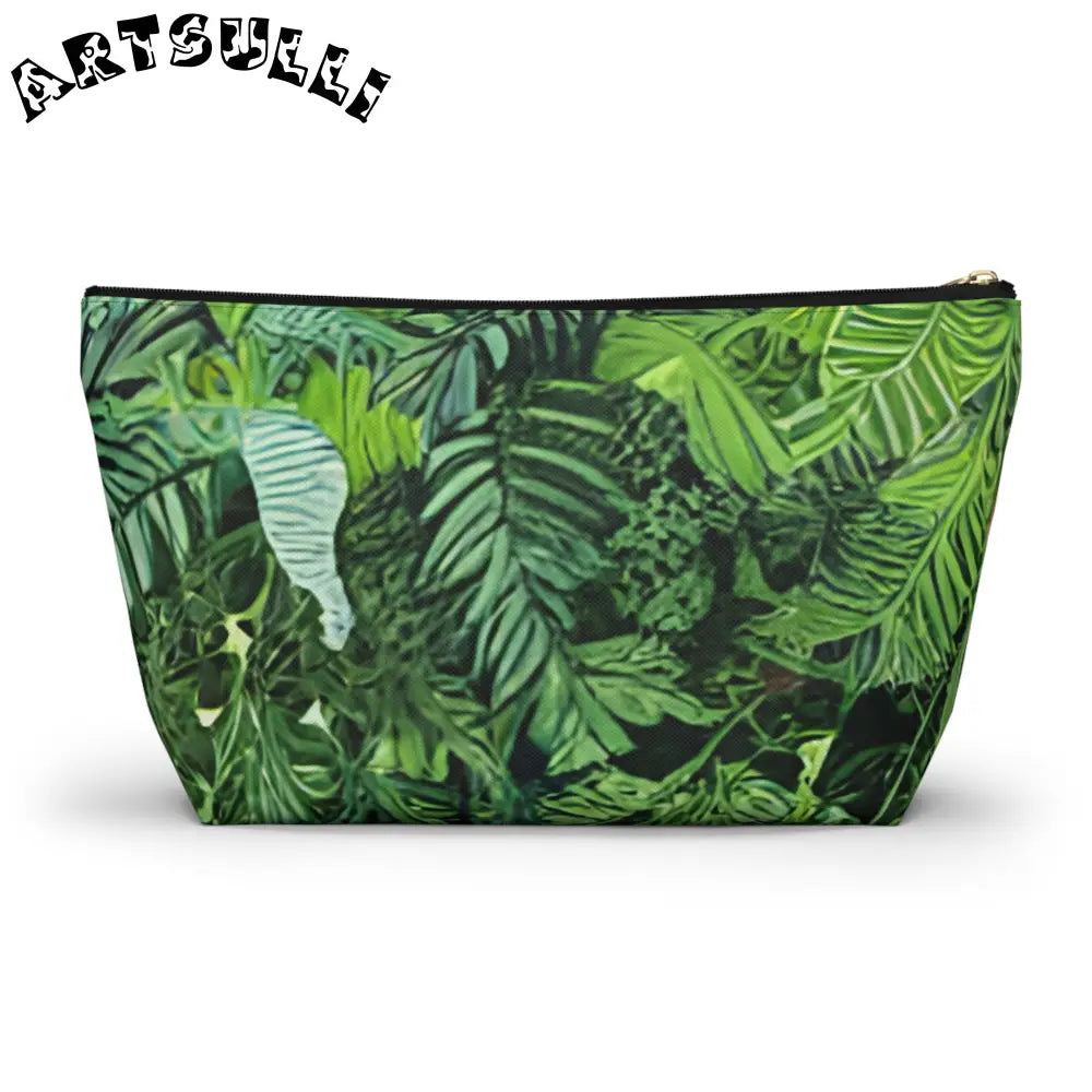 JAKKOUTTHEBXX Green Tropical Artistic Work Makeup Bag with Zipper Closure 2025