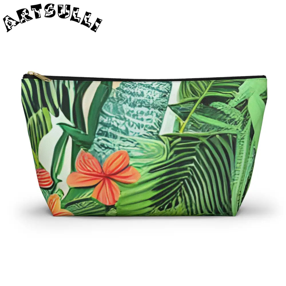 JAKKOUTTHEBXX Green Tropical Artistic Work Makeup Bag with Zipper Closure 2025