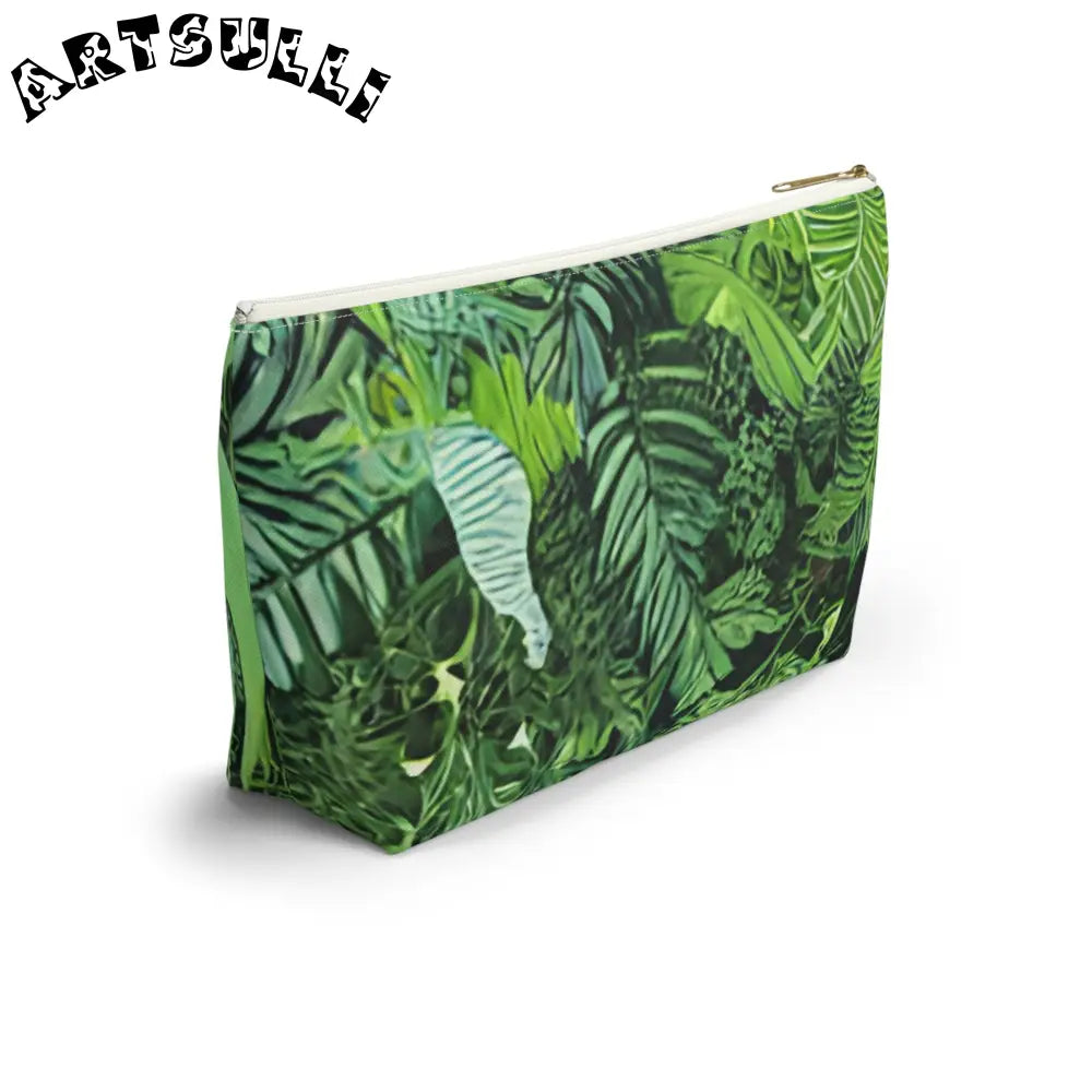 JAKKOUTTHEBXX Green Tropical Artistic Work Makeup Bag with Zipper Closure 2025
