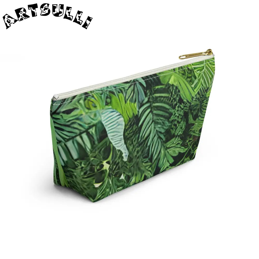 JAKKOUTTHEBXX Green Tropical Artistic Work Makeup Bag with Zipper Closure 2025