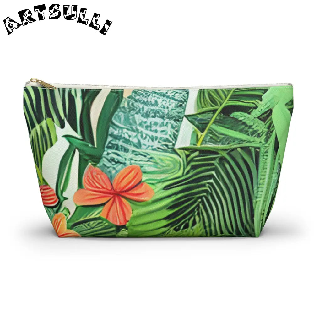 JAKKOUTTHEBXX Green Tropical Artistic Work Makeup Bag with Zipper Closure 2025