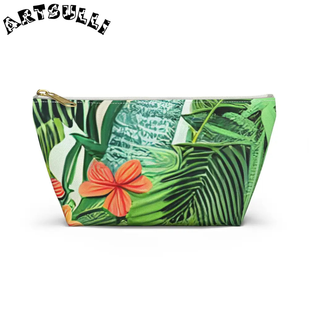JAKKOUTTHEBXX Green Tropical Artistic Work Makeup Bag with Zipper Closure 2025