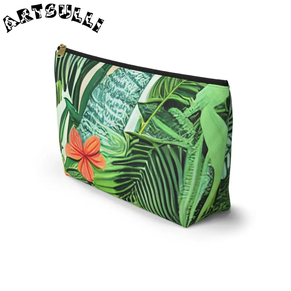 JAKKOUTTHEBXX Green Tropical Artistic Work Makeup Bag with Zipper Closure 2025