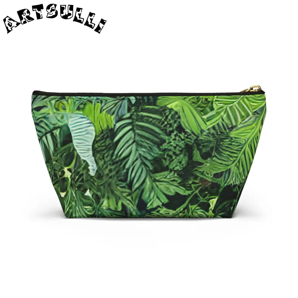 JAKKOUTTHEBXX Green Tropical Artistic Work Makeup Bag with Zipper Closure 2025