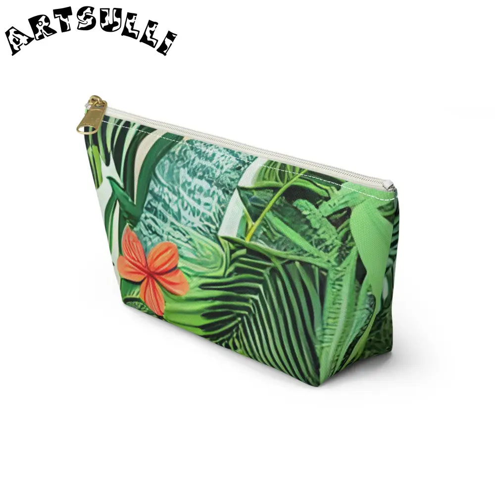 JAKKOUTTHEBXX Green Tropical Artistic Work Makeup Bag with Zipper Closure 2025