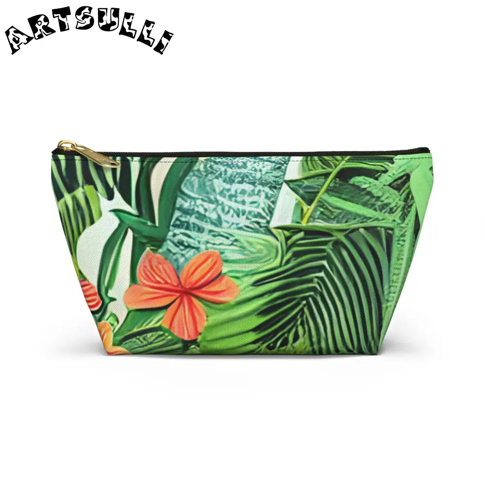 JAKKOUTTHEBXX Green Tropical Artistic Work Makeup Bag with Zipper Closure 2025