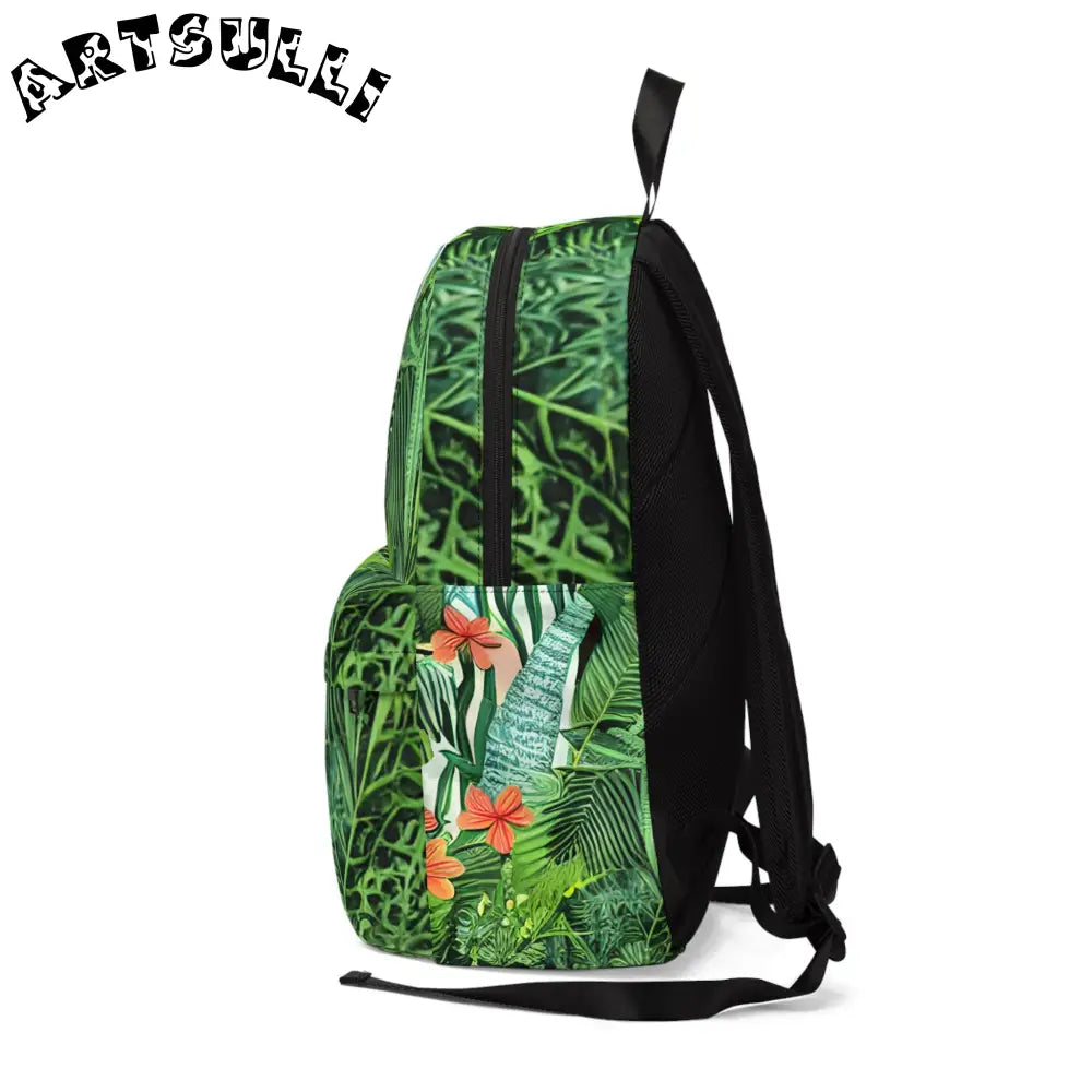 JAKKOUTTHEBXX Green Tropical Backpack with Orange Flowers 2025