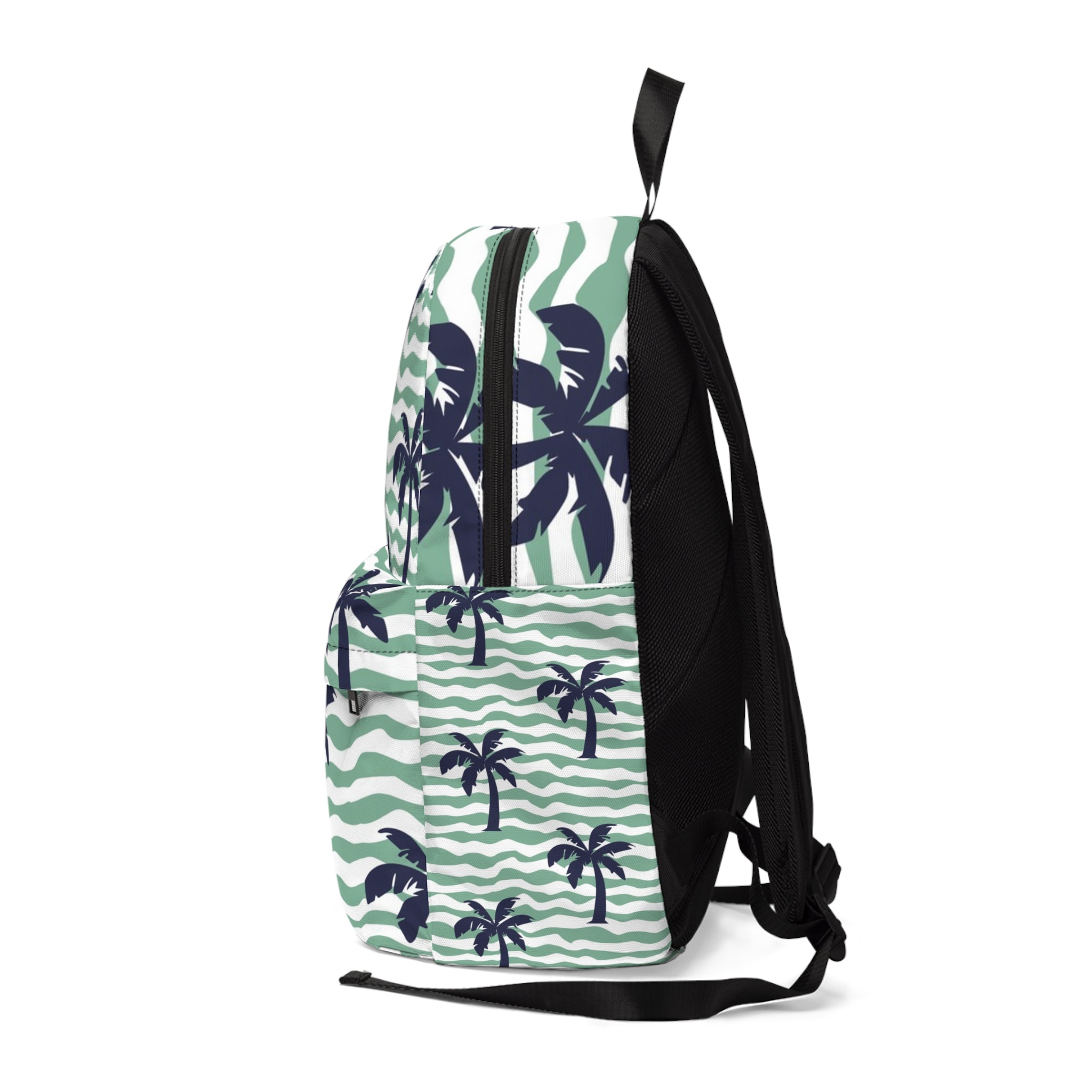 Printify Green Wave and Palm Tree Backpack 2025
