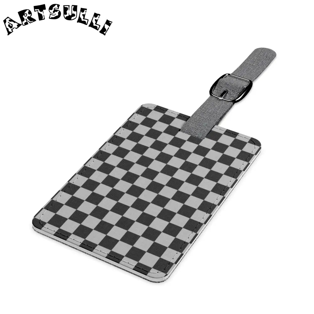 Grey and Black Checkerboard Luggage Tag, Artsulli - Art is Long, Life is Short, Accessories, , , , , , , 