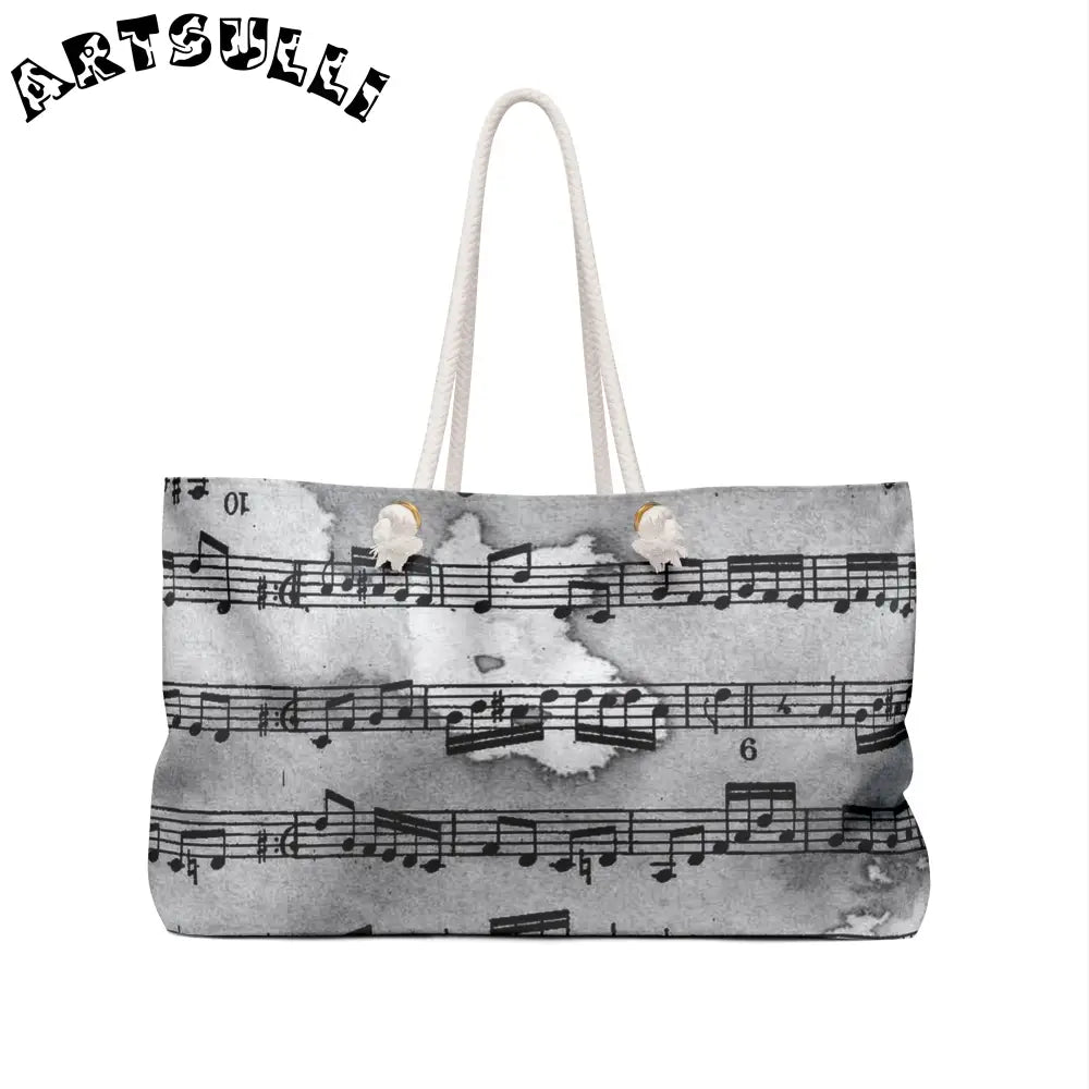 Grey Music Note Weekender Tote, Artsulli - Art is Long, Life is Short, Bags, , , , , , , 