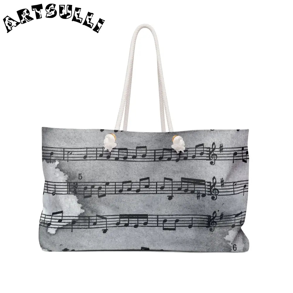 Grey Music Note Weekender Tote, Artsulli - Art is Long, Life is Short, Bags, Size, 24" × 13", , , , , 22890349522217197834