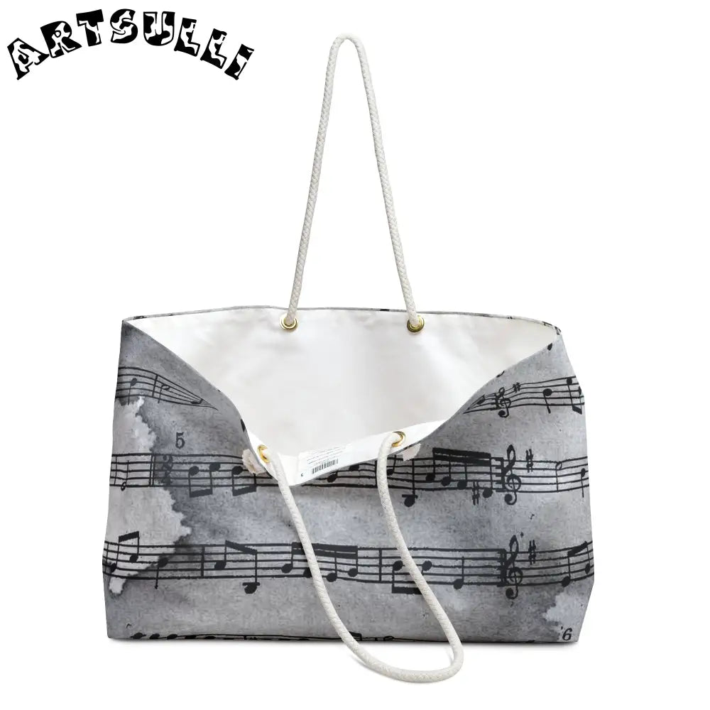 Grey Music Note Weekender Tote, Artsulli - Art is Long, Life is Short, Bags, , , , , , , 