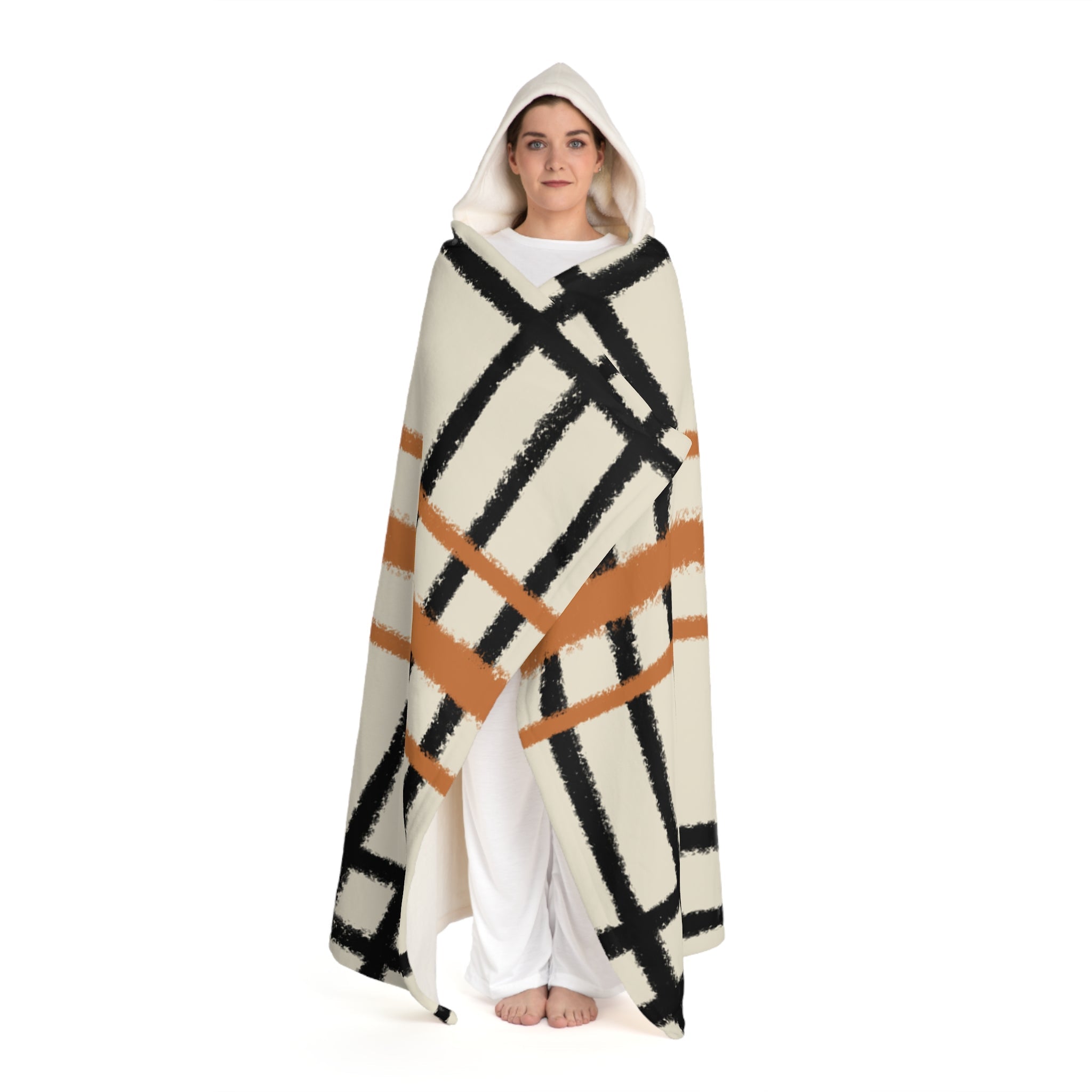 Grid Pattern Hooded Fleece Blanket, Artsulli - Art is Long, Life is Short, All Over Prints, , , , , , , 