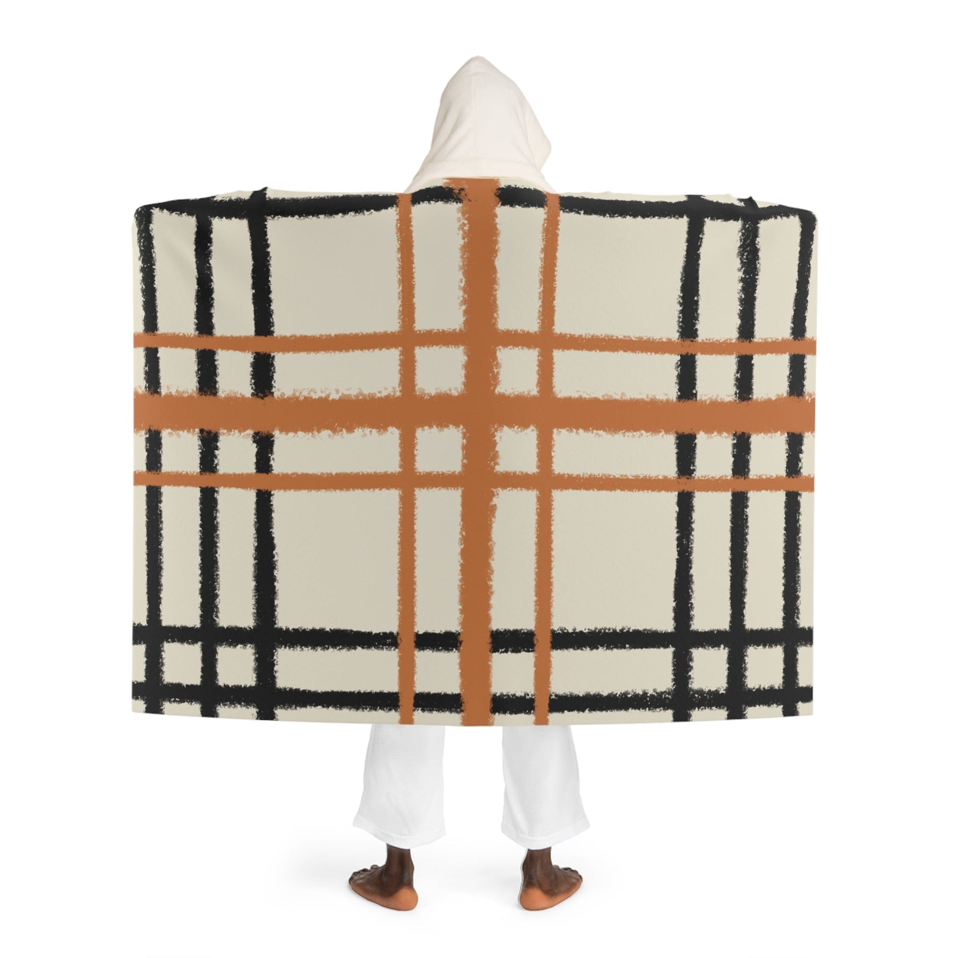 Grid Pattern Hooded Fleece Blanket, Artsulli - Art is Long, Life is Short, All Over Prints, , , , , , , 