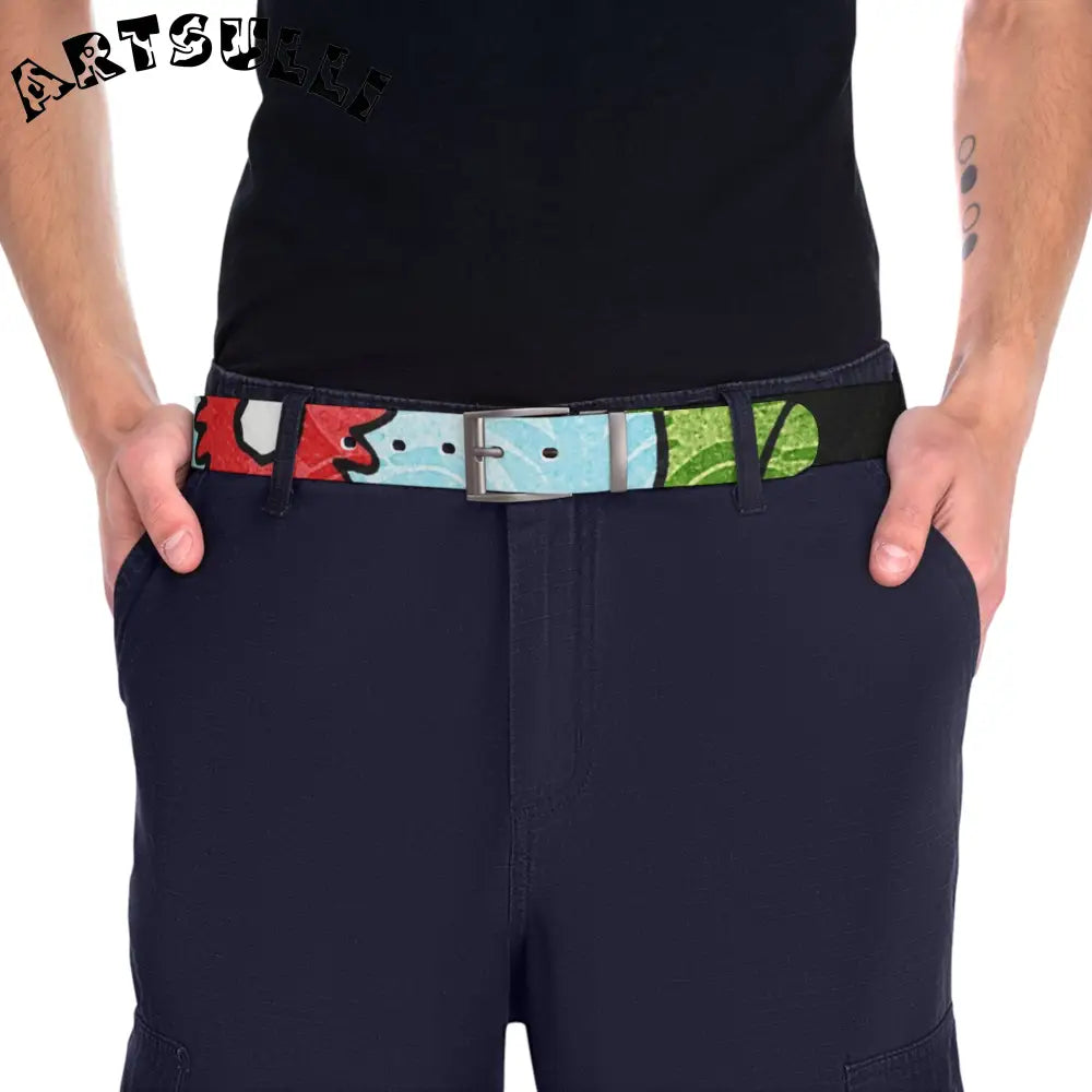 Groovy Black Floral C4 Personalized Belt, Artsulli - Art is Long, Life is Short, Accessories, , , , , , , 