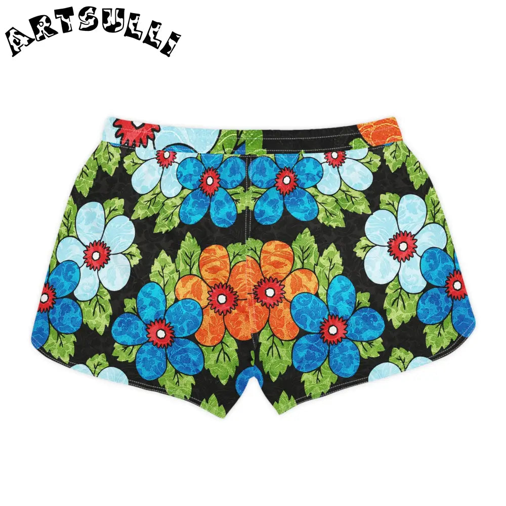 Groovy Black Floral Casual Shorts, Artsulli - Art is Long, Life is Short, All Over Prints, , , , , , , 