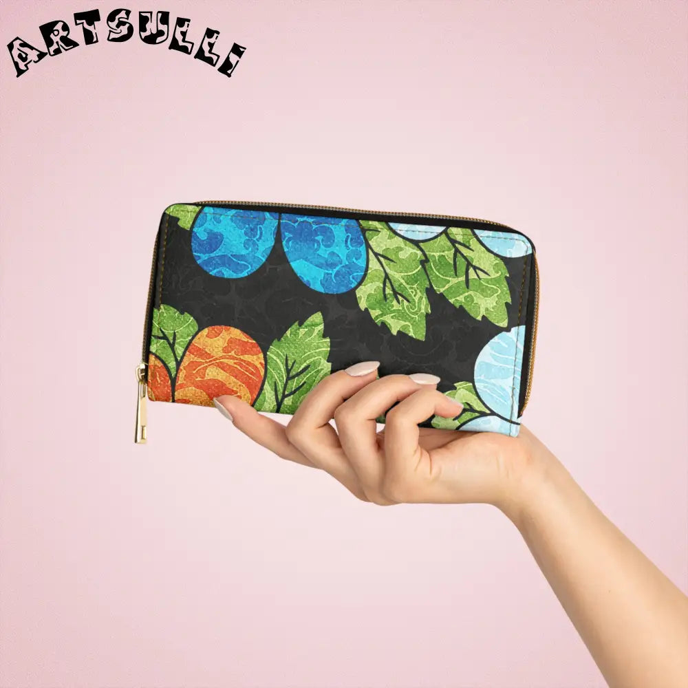 Groovy Black Floral Credit Cards Wallet, Artsulli - Art is Long, Life is Short, Accessories, , , , , , , 