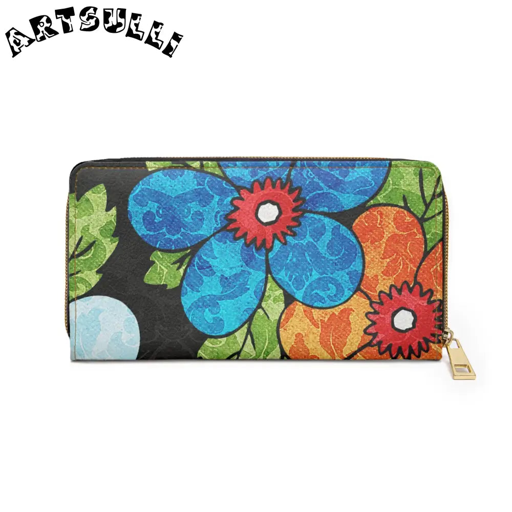 Groovy Black Floral Credit Cards Wallet, Artsulli - Art is Long, Life is Short, Accessories, , , , , , , 