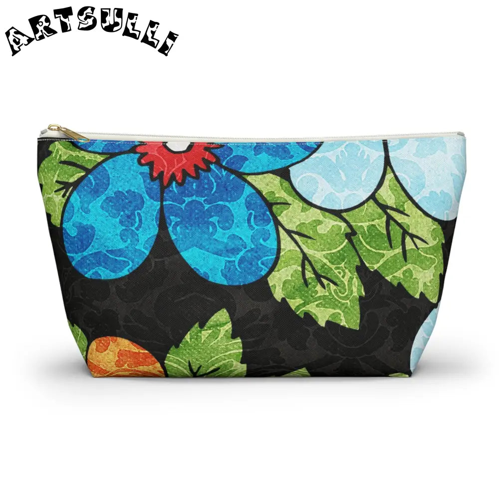 Groovy Black Floral KL Accessory Pouch, Artsulli - Art is Long, Life is Short, Bags, Size, Large, Color, White zipper, , , 26409327929725505232