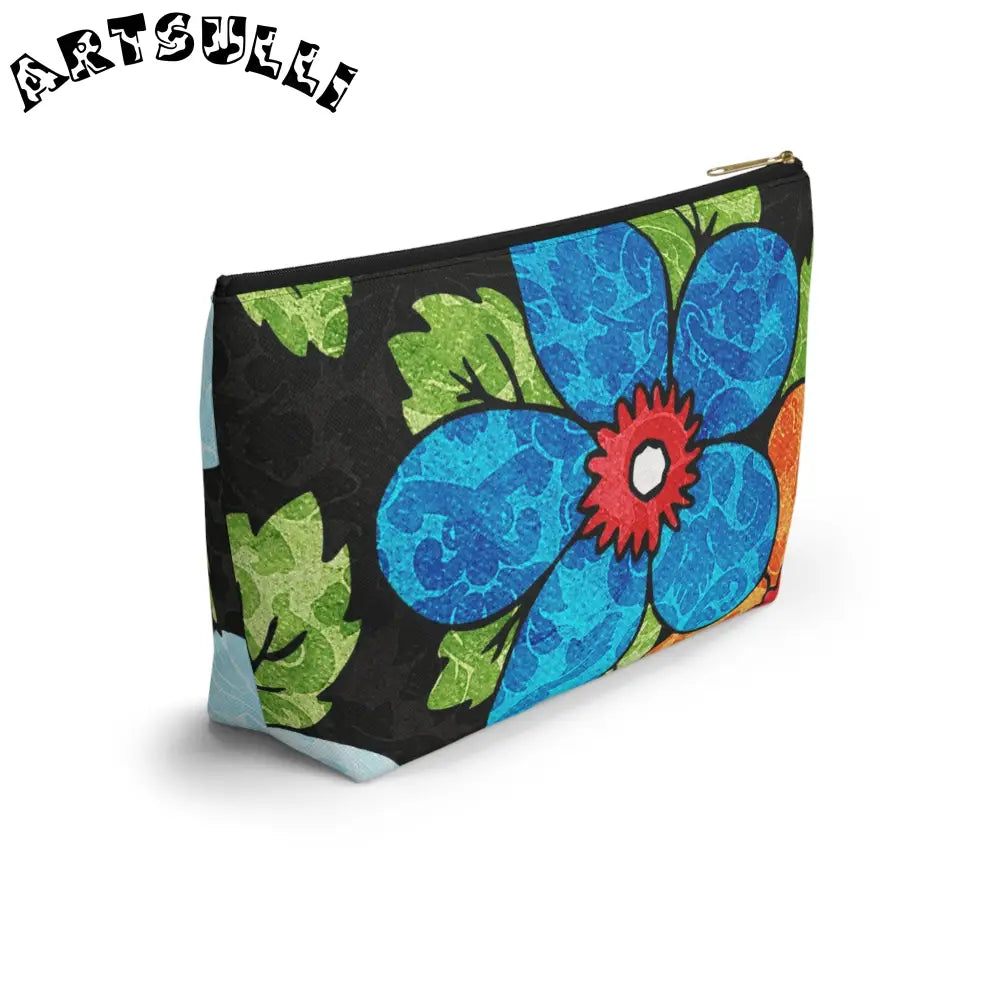 Groovy Black Floral KL Accessory Pouch, Artsulli - Art is Long, Life is Short, Bags, , , , , , , 
