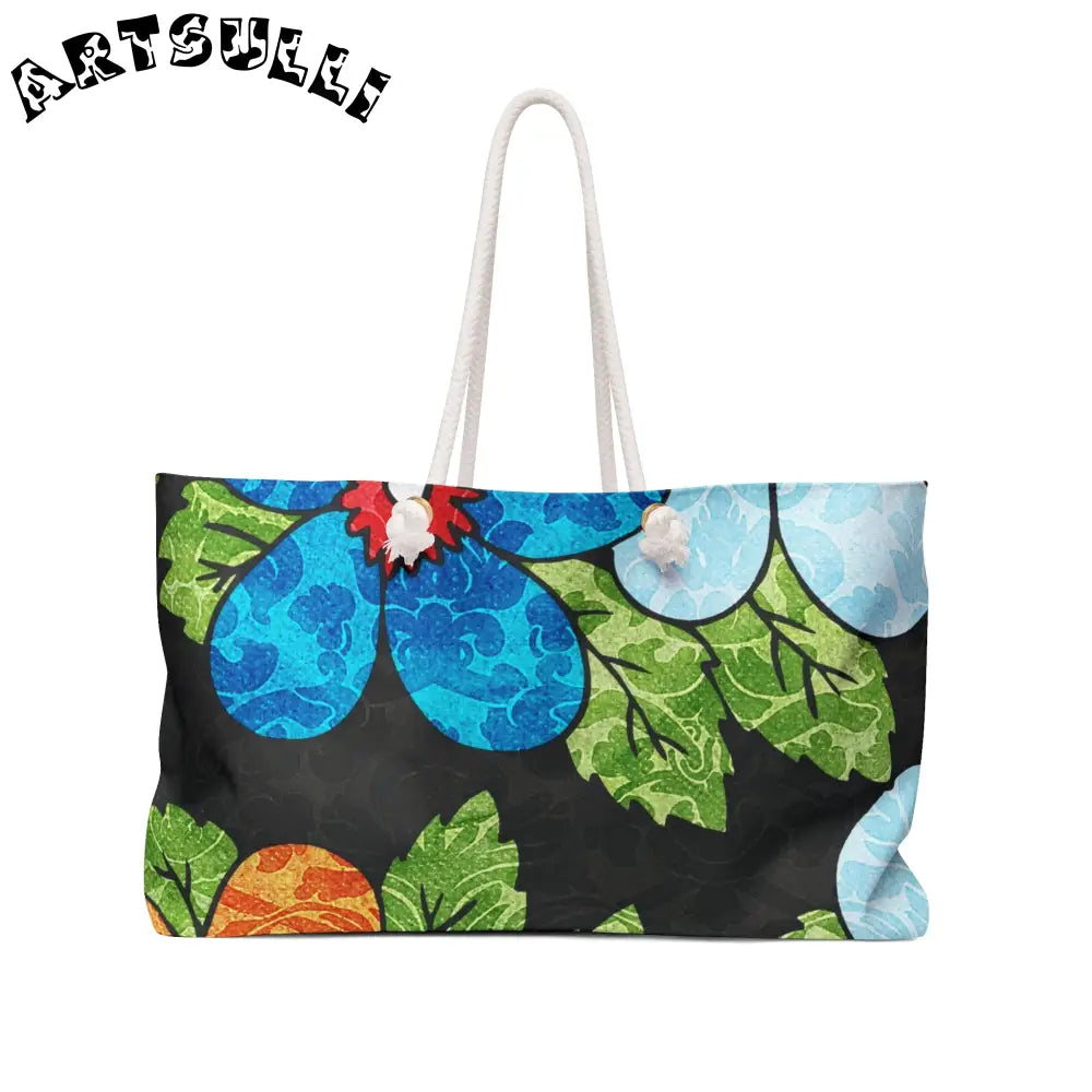 Groovy Black Floral Oversized Weekender Tote, Artsulli - Art is Long, Life is Short, Bags, , , , , , , 