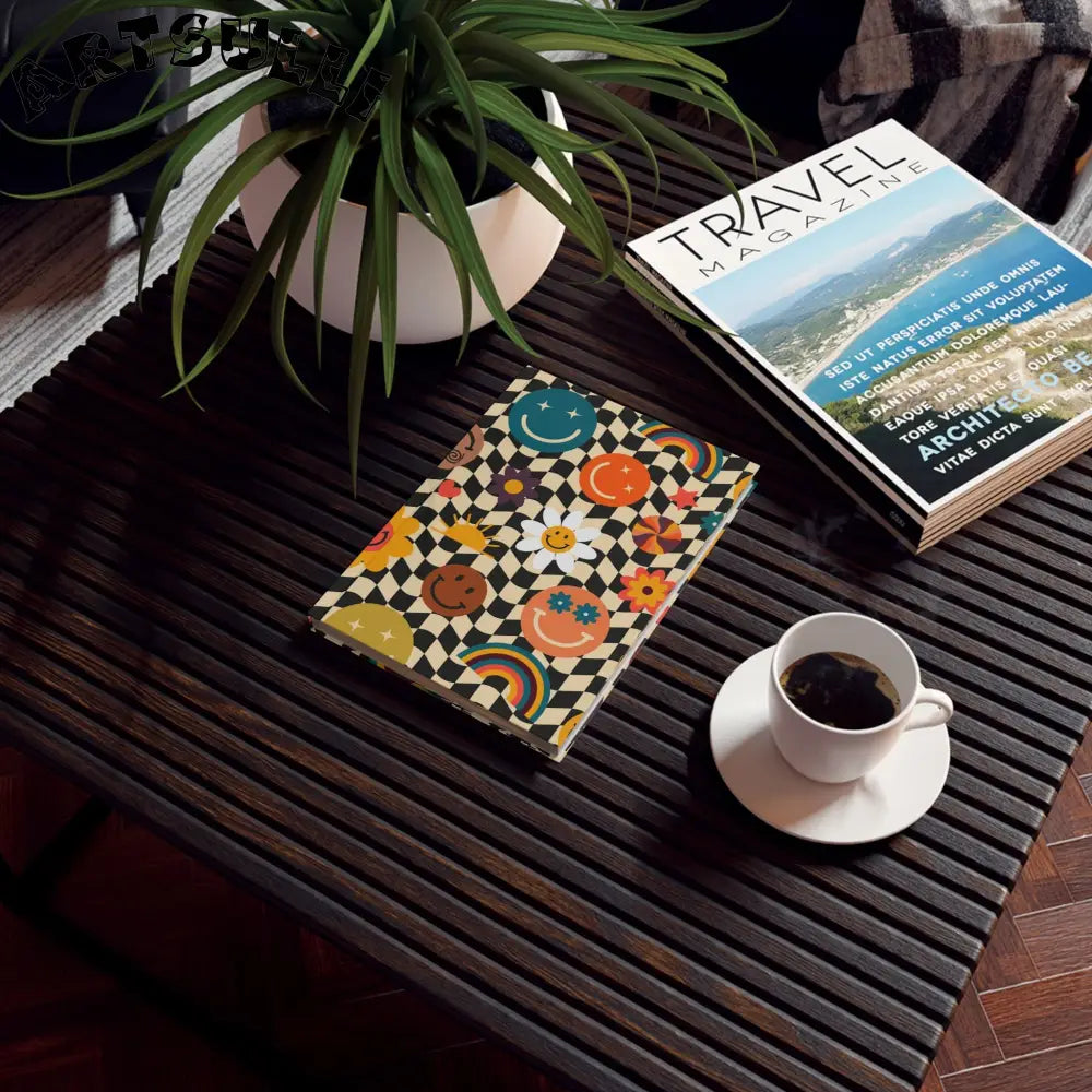 JAKKOUTTHEBXX Groovy Checkerboard Journal with High-Quality 90gsm Paper 2025