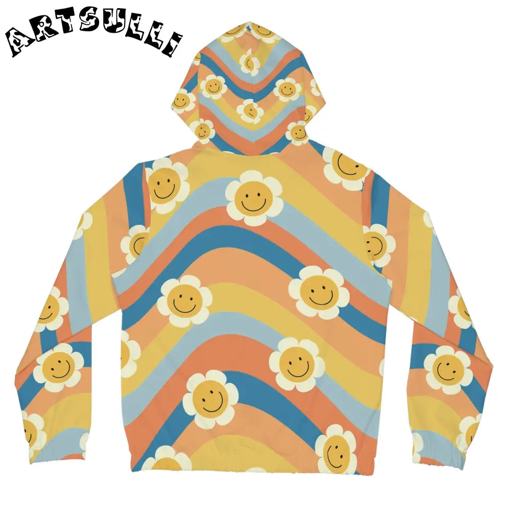 JAKKOUTTHEBXX Groovy Daisy Stripe Womens Zip Hoodie 2025