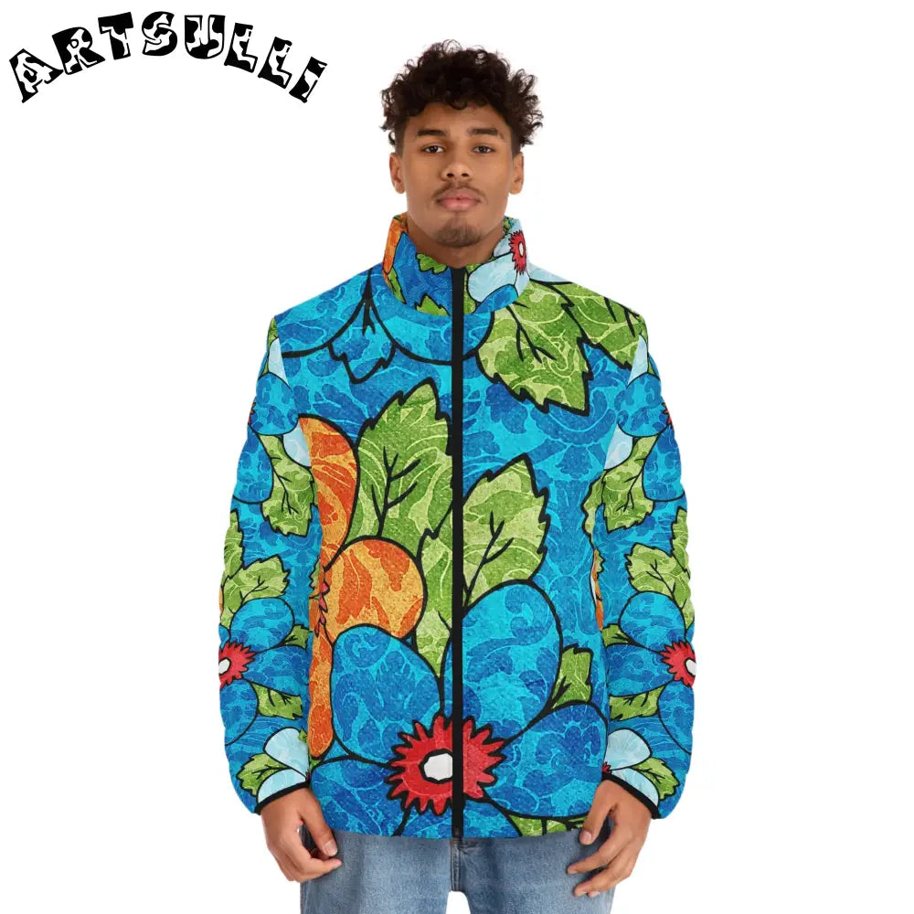 Groovy Floral KI Puffer Jacket, Artsulli - Art is Long, Life is Short, All Over Prints, , , , , , , 