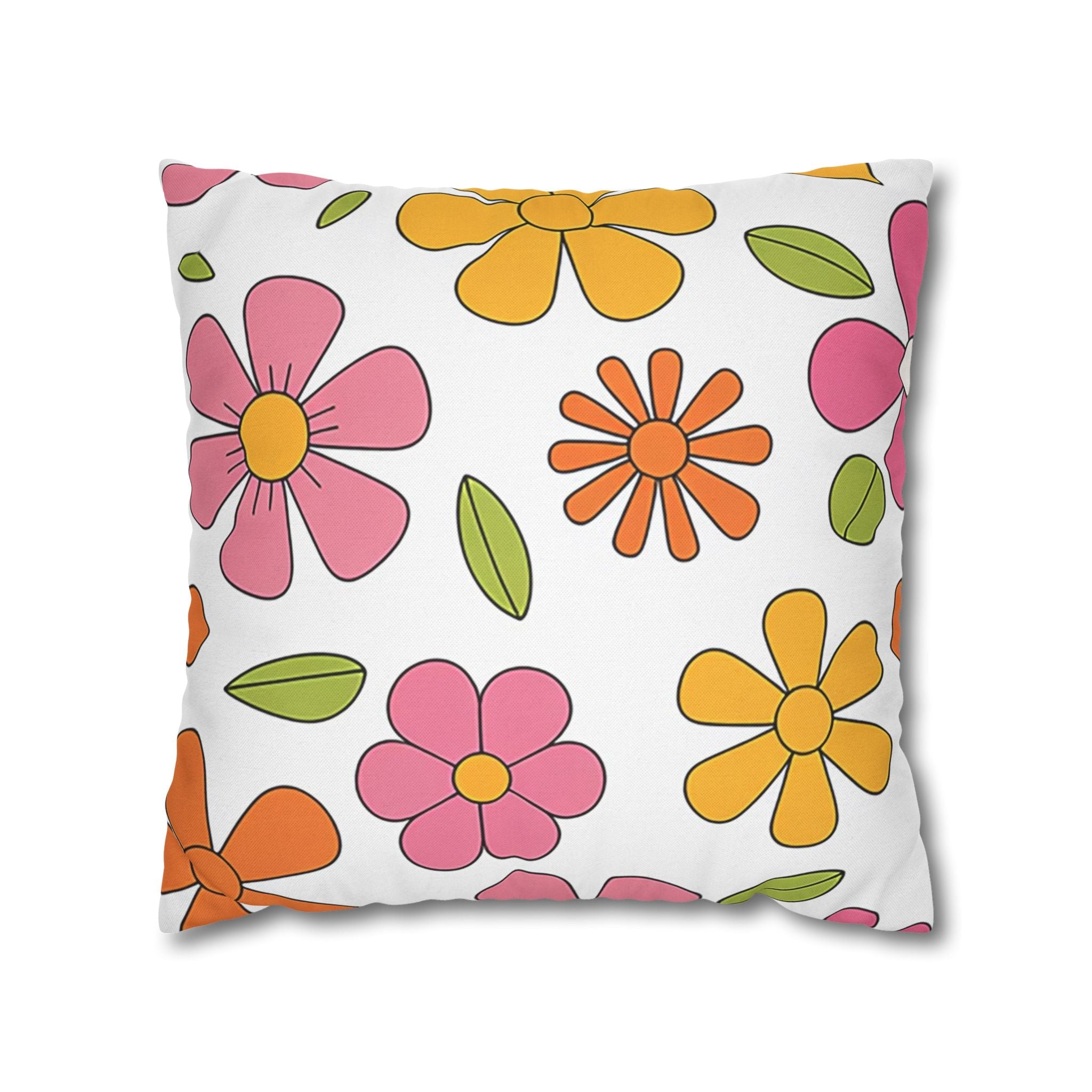 Groovy Floral Throw Pillow, Artsulli - Art is Long, Life is Short, Home Decor, Size, 18" × 18", , , , , 21156470130216461748