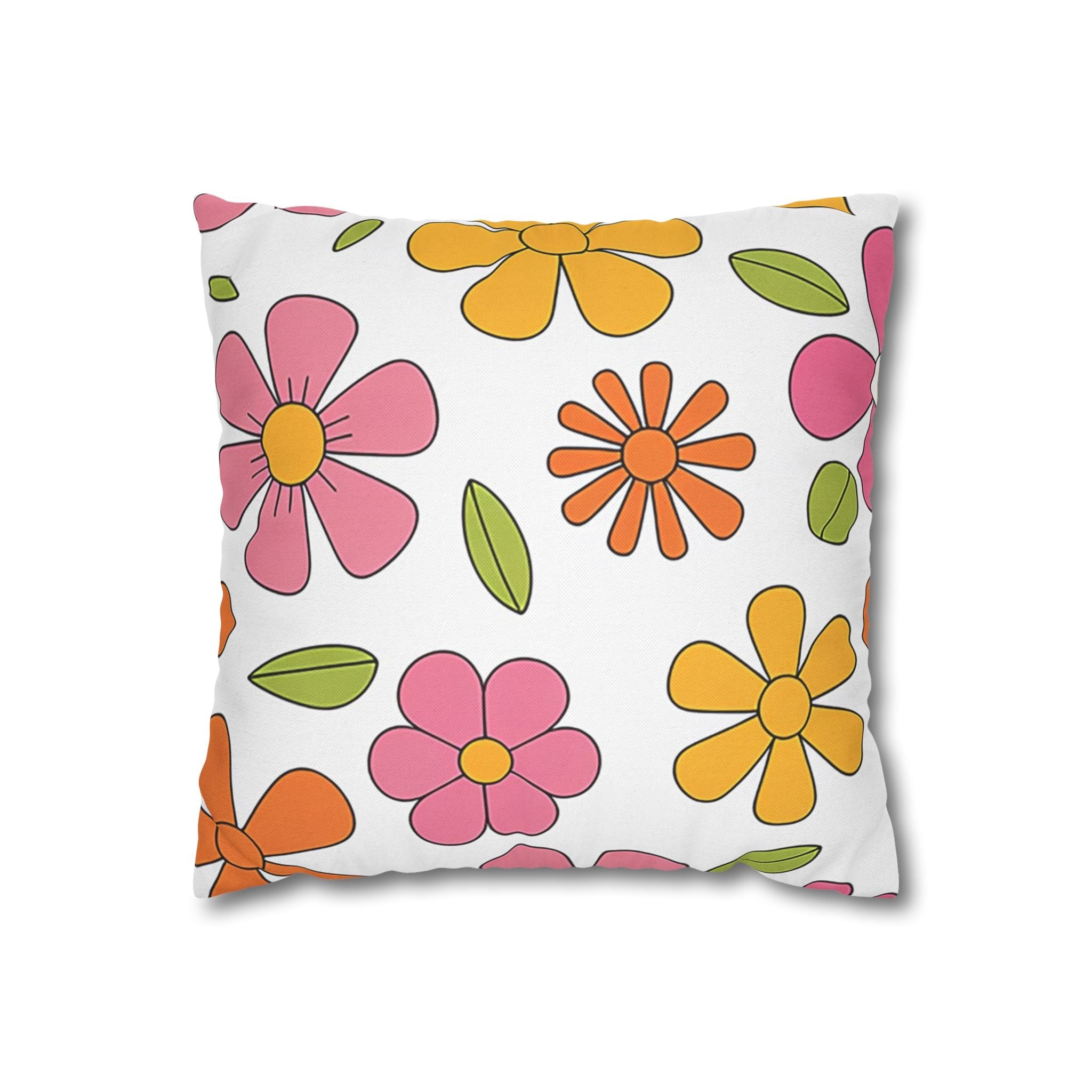 Groovy Floral Throw Pillow, Artsulli - Art is Long, Life is Short, Home Decor, Size, 14" × 14", , , , , 72405435328768382465