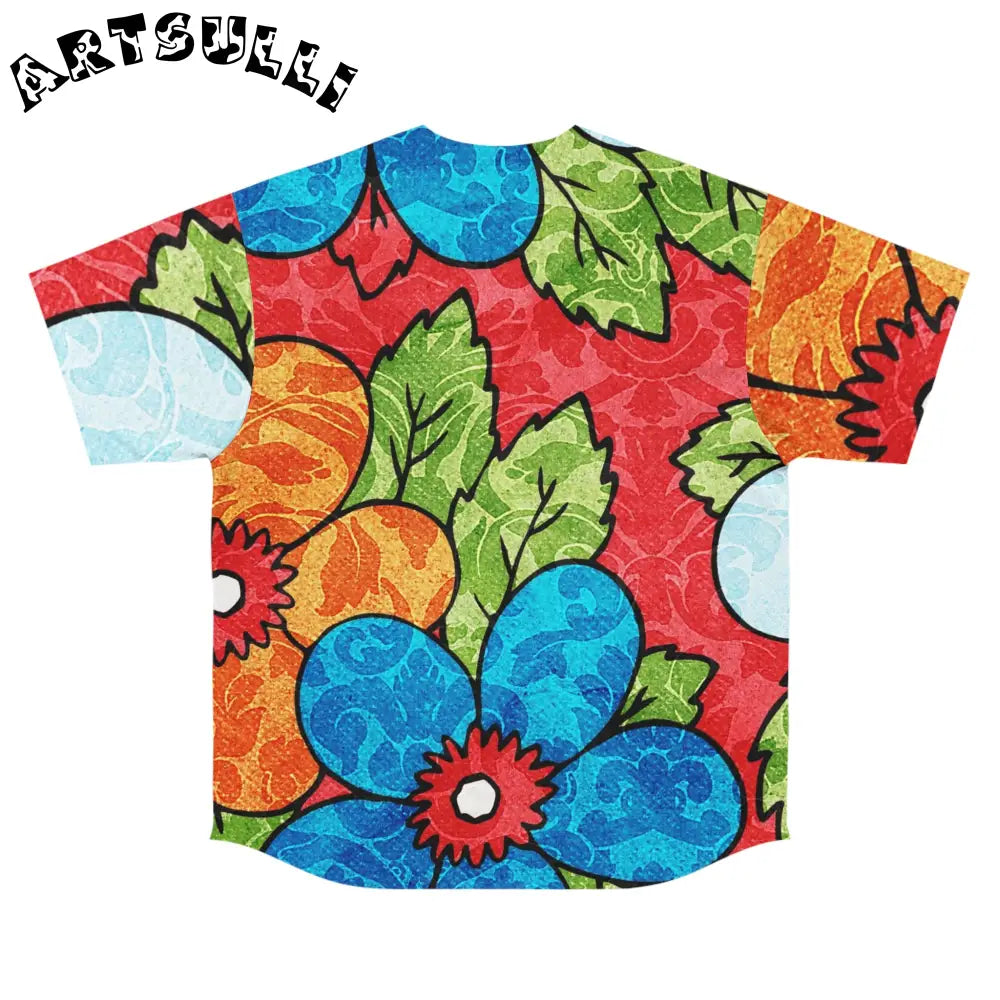 Groovy Red Floral Baseball Jersey, Artsulli - Art is Long, Life is Short, All Over Prints, , , , , , , 