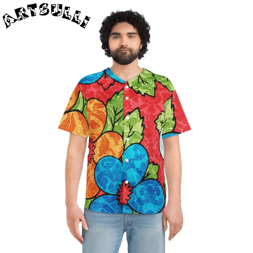 Groovy Red Floral Baseball Jersey, Artsulli - Art is Long, Life is Short, All Over Prints, , , , , , , 