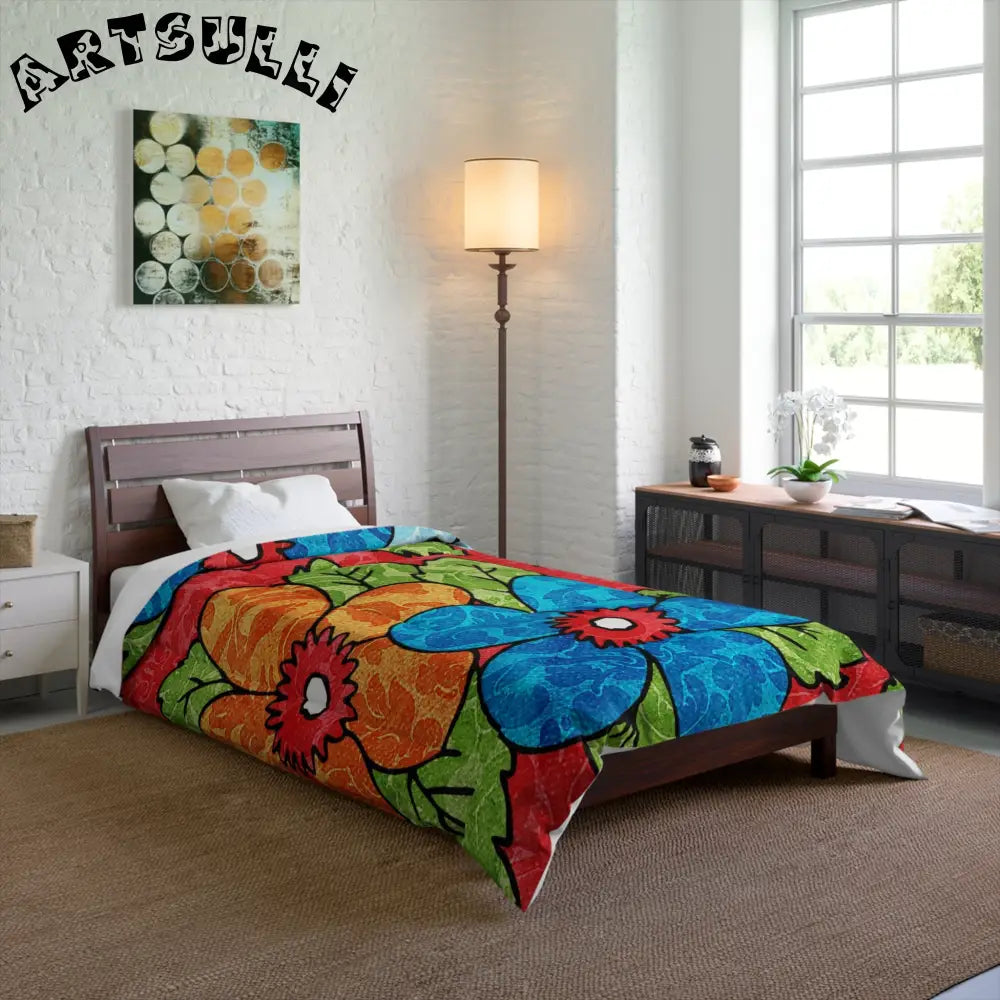 Groovy Red Floral Comforter, Artsulli - Art is Long, Life is Short, Home Decor, , , , , , , 