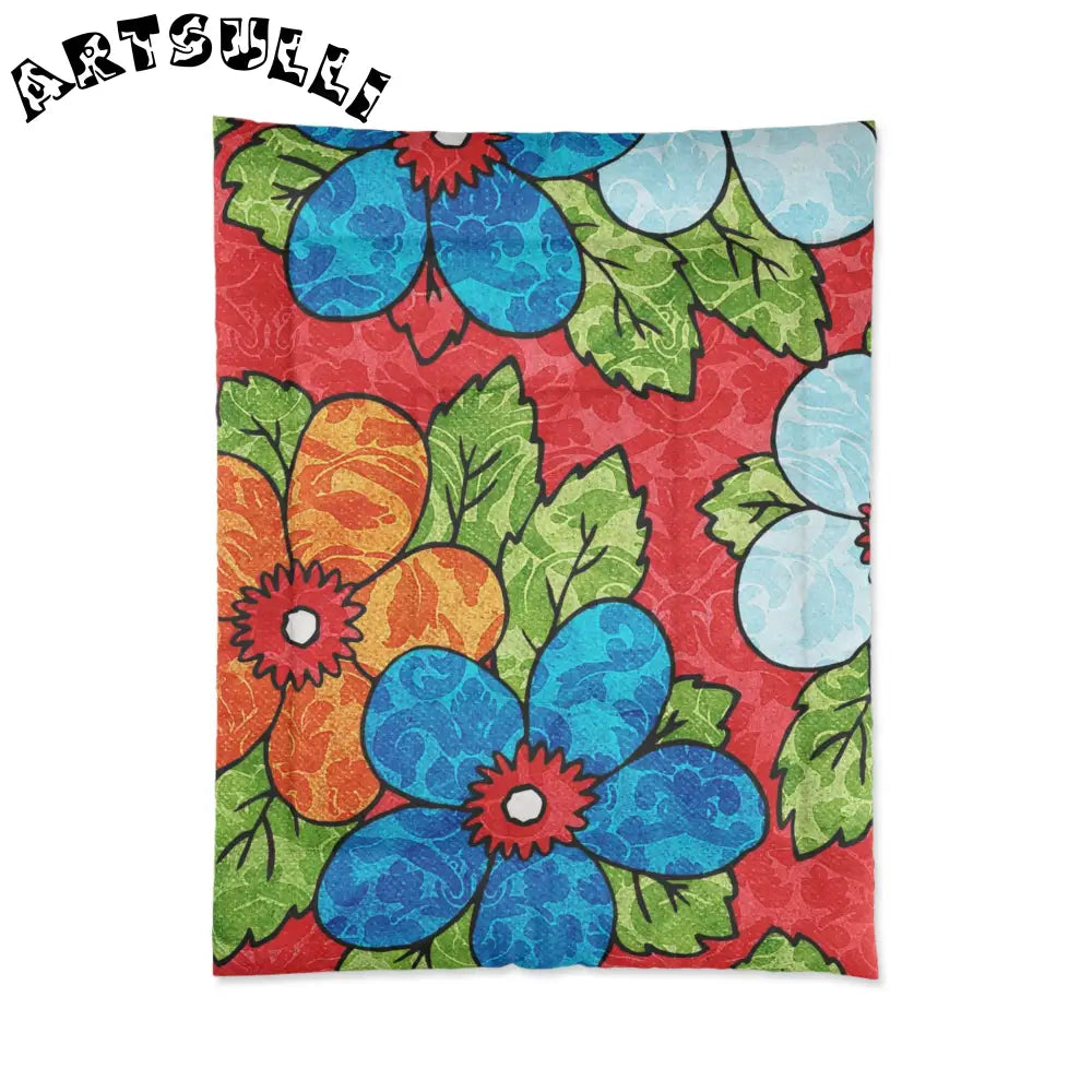 Groovy Red Floral Comforter, Artsulli - Art is Long, Life is Short, Home Decor, Size, 68" × 88", , , , , 42444507684036815906