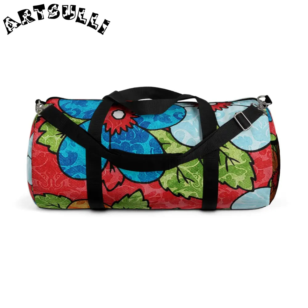 JAKKOUTTHEBXX Groovy Red Floral Custom Duffel Bag 2025