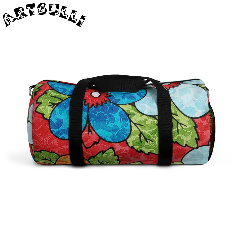 JAKKOUTTHEBXX Groovy Red Floral Custom Duffel Bag 2025