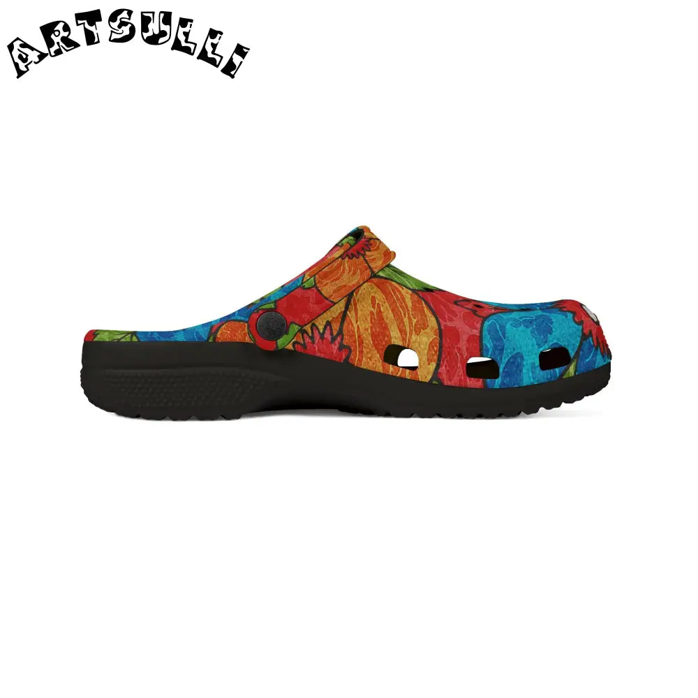 Groovy Red Floral EVA Foam Clogs, Artsulli - Art is Long, Life is Short, Shoes, , , , , , , 
