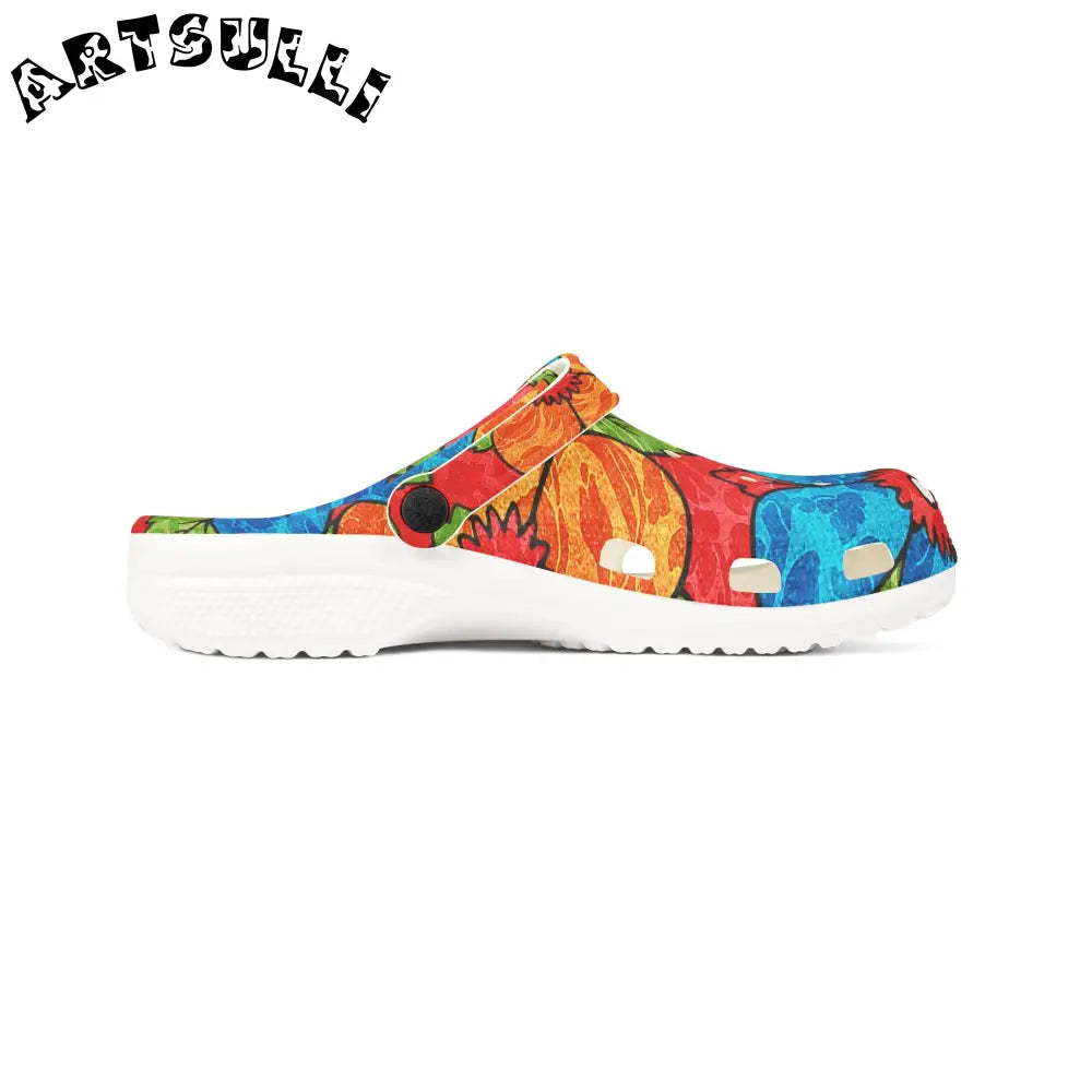 Groovy Red Floral EVA Foam Clogs, Artsulli - Art is Long, Life is Short, Shoes, , , , , , , 