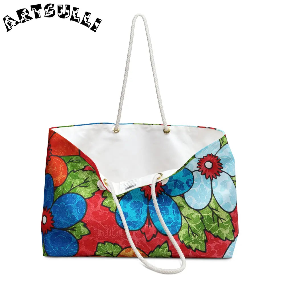 Groovy Red Floral Oversized Weekender Tote, Artsulli - Art is Long, Life is Short, Bags, , , , , , , 