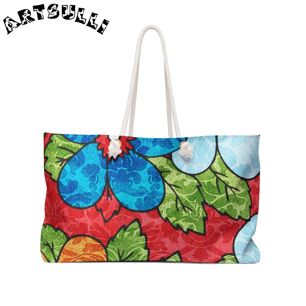 Groovy Red Floral Oversized Weekender Tote, Artsulli - Art is Long, Life is Short, Bags, Size, 24" × 13", , , , , 28413713483324920983
