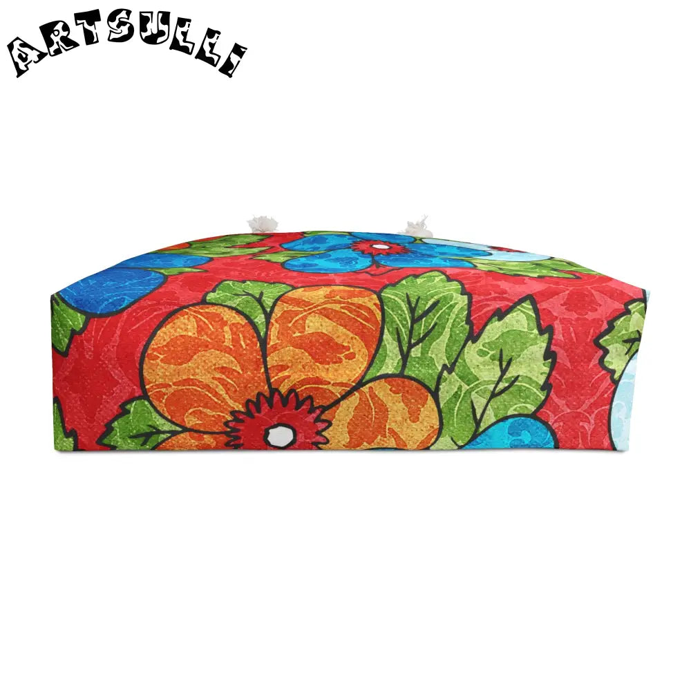 Groovy Red Floral Oversized Weekender Tote, Artsulli - Art is Long, Life is Short, Bags, , , , , , , 